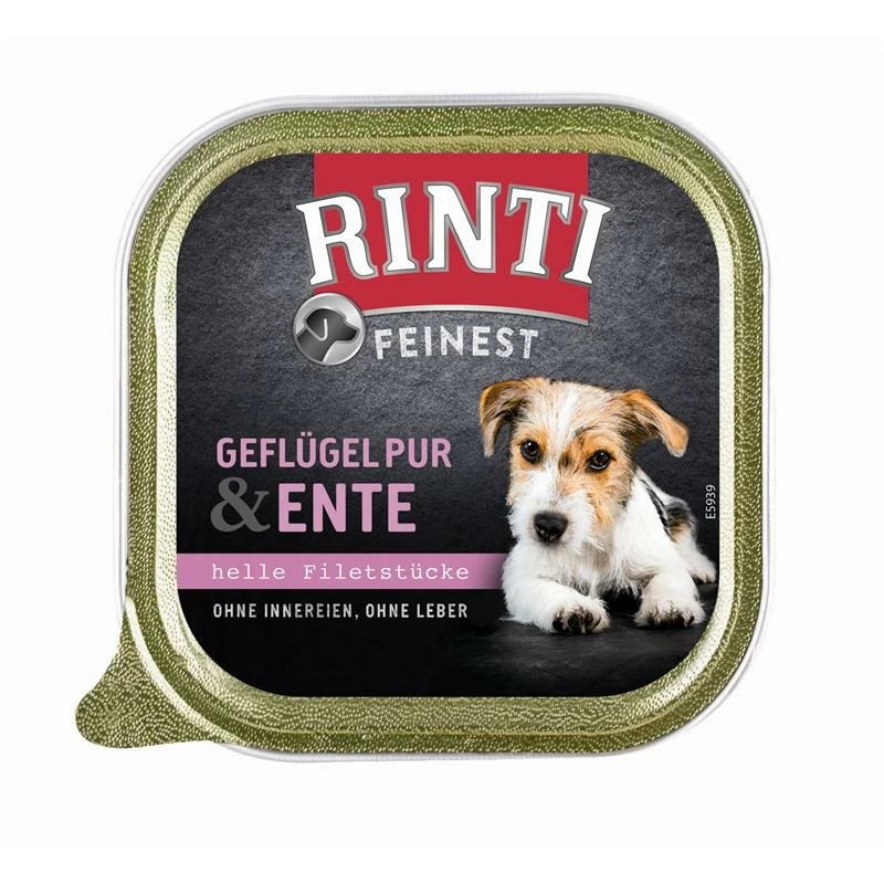 Rinti Feinest Geflügel Pur & Ente | 11x 150g Hundenassfutter