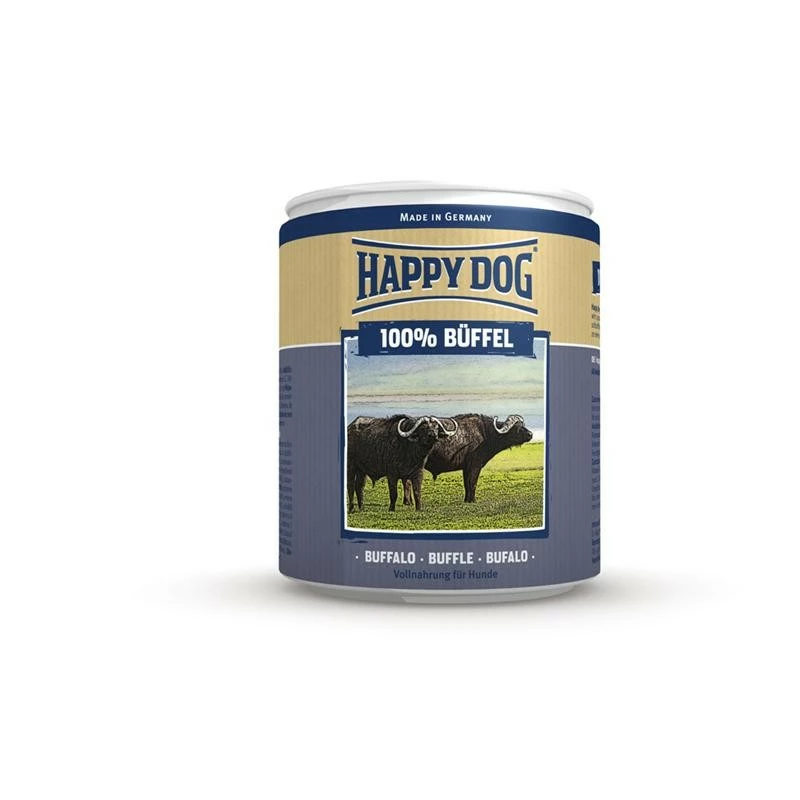 Happy Dog Büffel Pur | 6x 800g Hundefutter 100% Fleisch