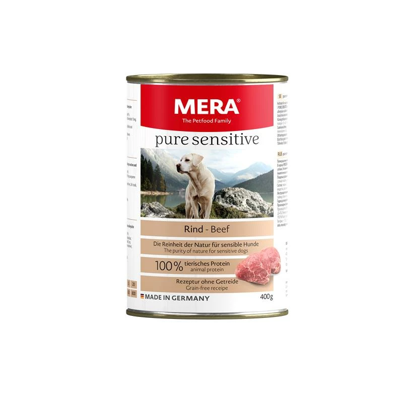 Mera Dog Pure Sensitive Meat Rind | 6x 400g Hundefutter Nass