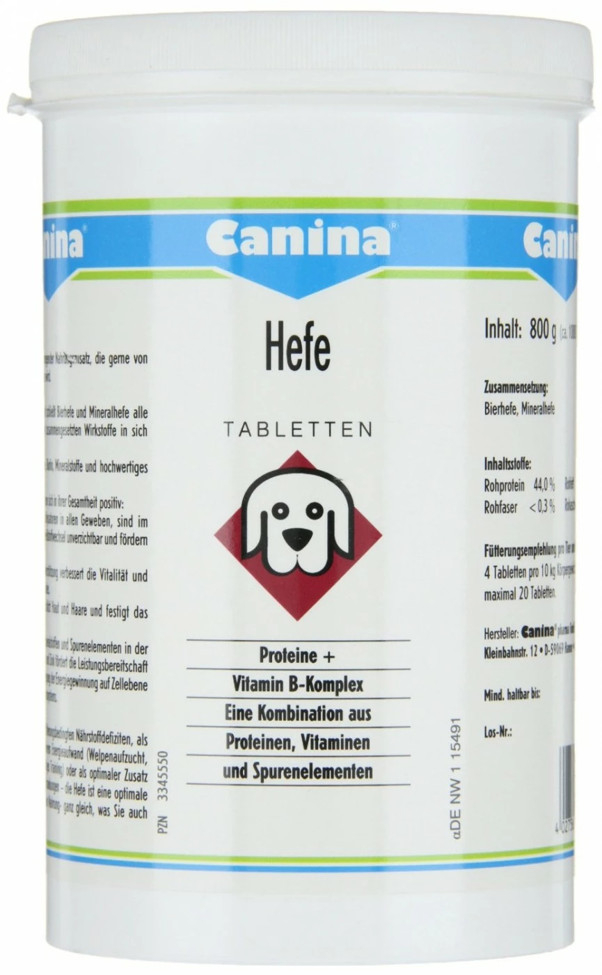 Canina Pharma Canina Hefe Tabletten | 800g Naturprodukt Mit Proteinen