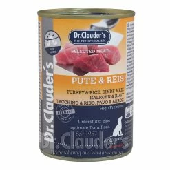 Dr. Clauders Dog Pute & Reis | 6x 400g Hundefutter Nass