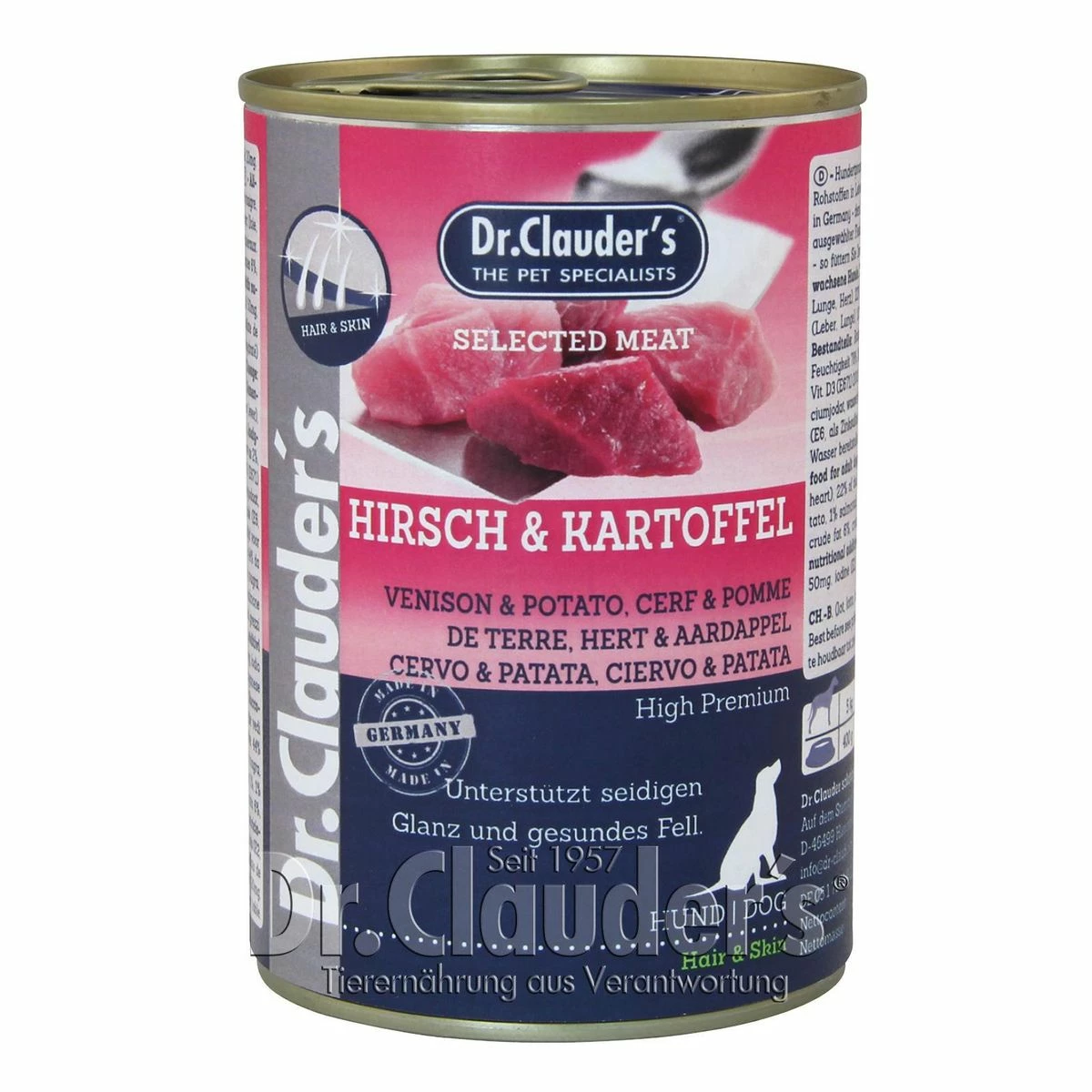 Dr. Clauders Selected Meat Hirsch & Kartoffel | 6x 400g Hundefutter