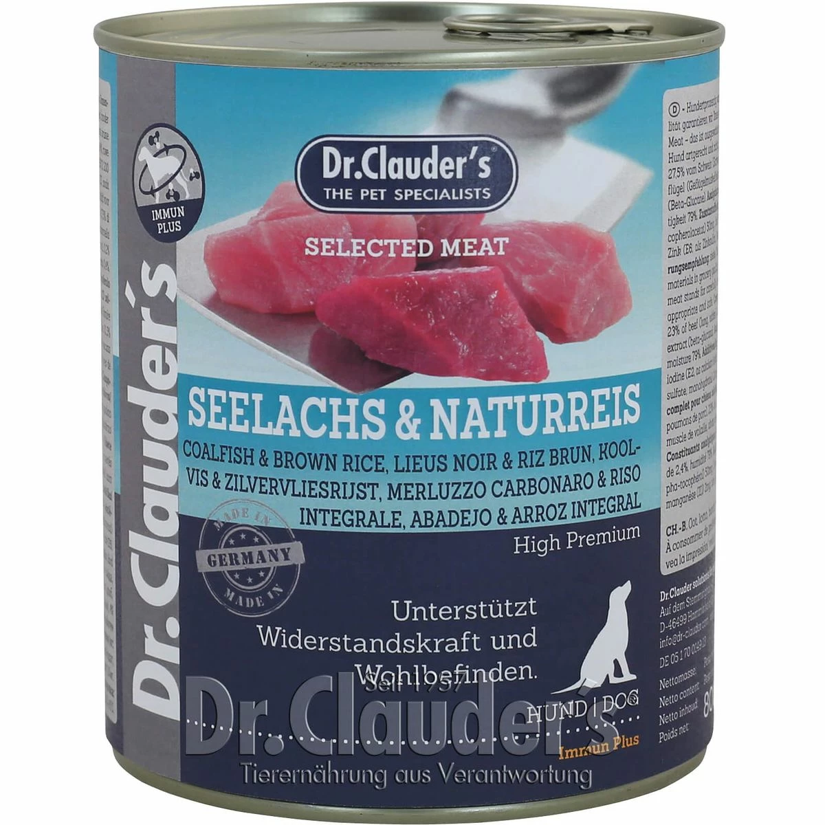 Dr. Clauders Selected Meat Seelachs & Reis | 6x 800g Nassfutter