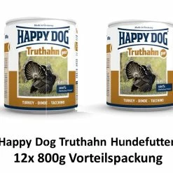 [Paket] Happy Dog Truthahn Pur | 12x 800g Hundefutter Nass
