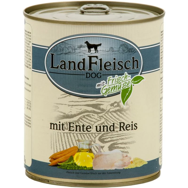 LandFleisch Pur Ente & Reis | 6x 800g Hundenassfutter