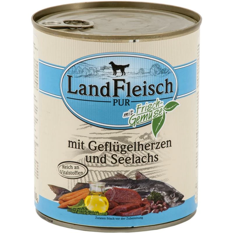 Landfleisch Pur Geflügelherzen & Seelachs | 6x 800g