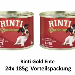 [Paket] Rinti Gold Entenherzen | 24 X185g Hundenassfutter Vorteilspackung
