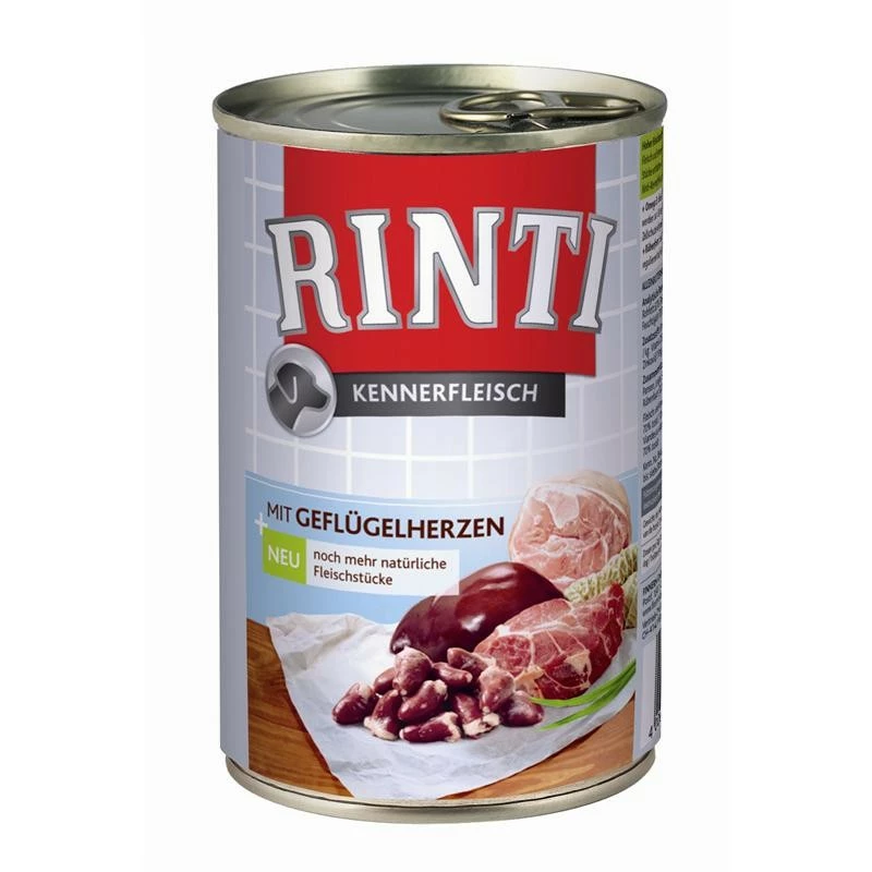 Rinti Pur Geflügelherzen | 24x 400g Hundefutter