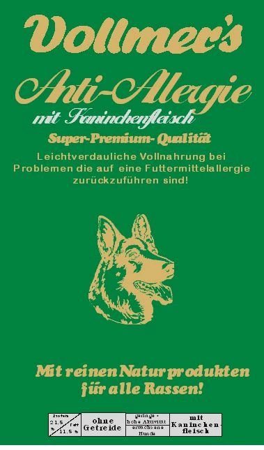 Vollmer´s Vollmers Anti Allergie Mit Kaninchen | 5kg Hundefutter Trocken